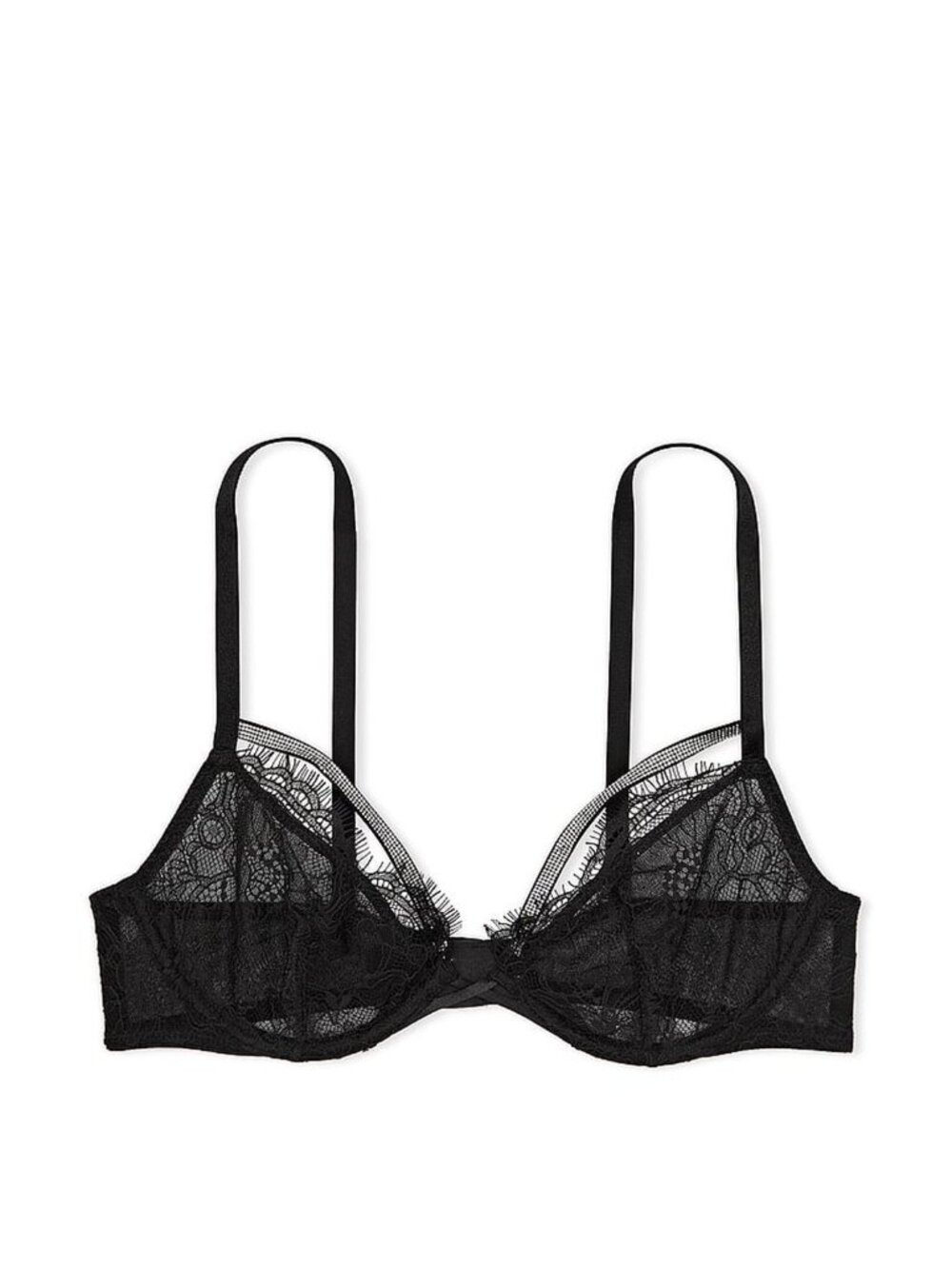 NEW! Victoria’s Secret Very Sexy Black Shine Lowcut Demi Bra 32DD 50318